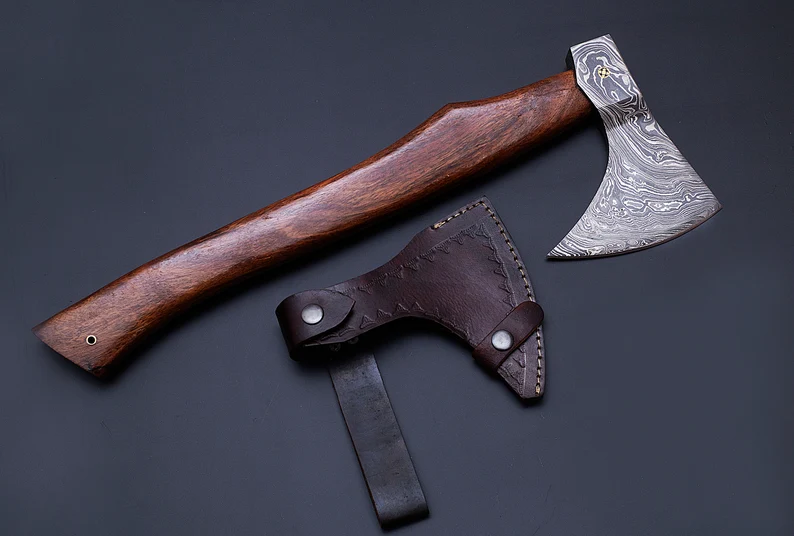 damascus wood cutter axe