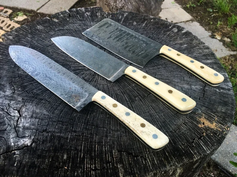 Damascus Chef Knives Set