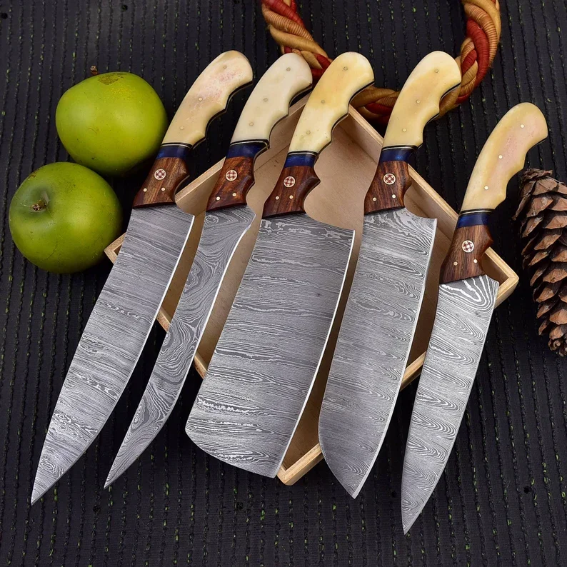 Damascus Kitchen Knife Set
