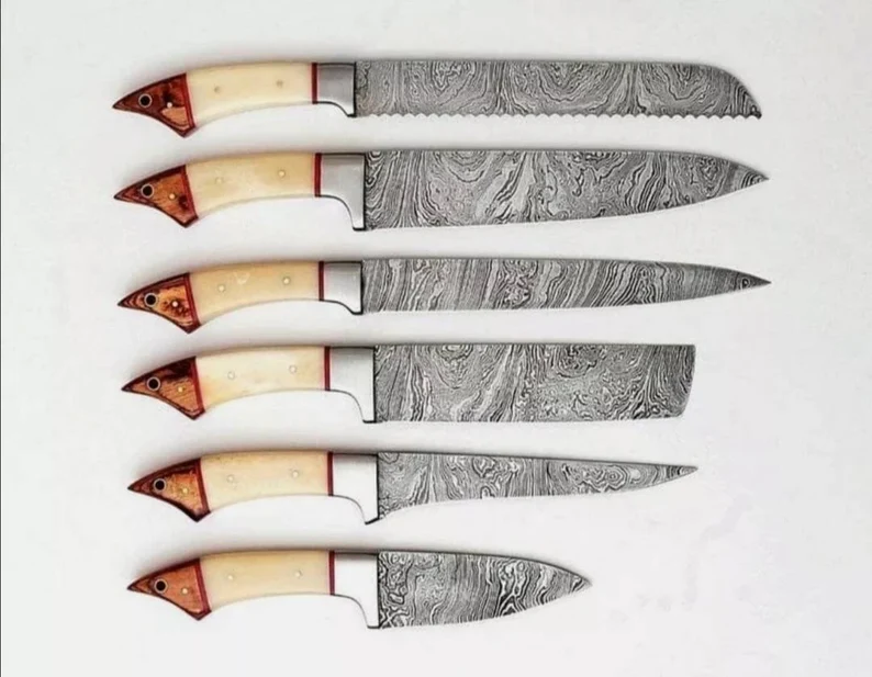 Handmade Damascus Kitchen Knife Set